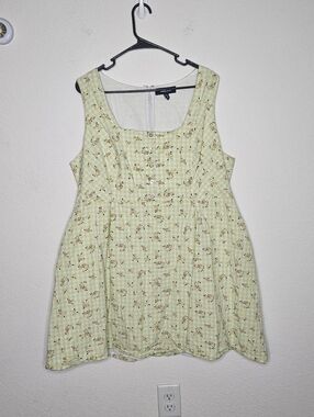 ModCloth Light Yellow Ditsy Floral Babydoll Dress 2X Cottagecore Sleeveless